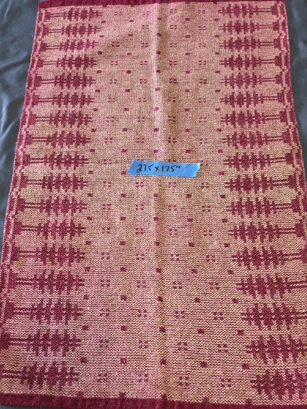 Handwoven Burgundy and Cream Patterned Table Runner